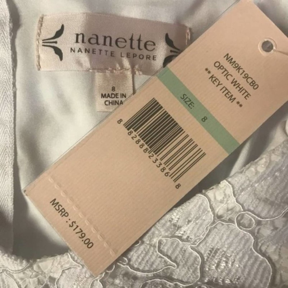NWT Nanette Lepore Optic White Lace Midi Dress - 8 - Picture 11 of 12